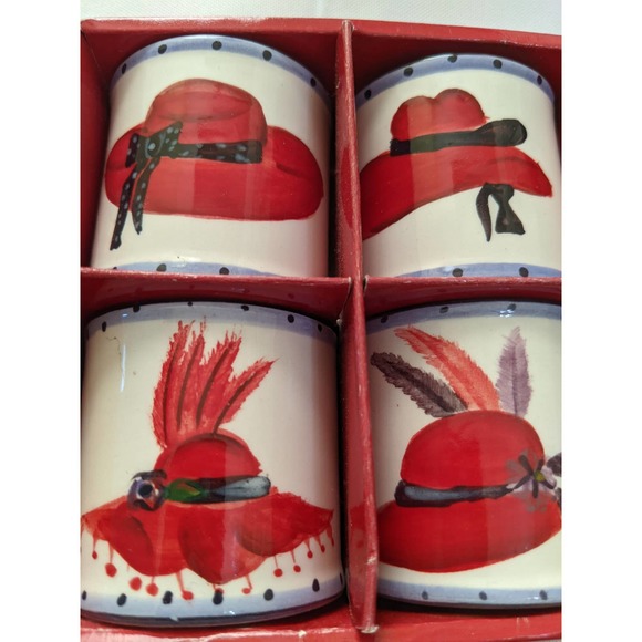 Red Hat Society Ladies Set of 4 Napkin Rings by Canterbury Potteries - Picture 2 of 5